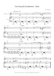 Also sprach zarathustra by richard strauss featured in 2001: Richard Strauss Also Sprach Zarathustra Intro As Used In 2001 A Space Odyssey Sheet Music For Trumpet 8notes Com