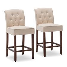 Belleze 40 Tufted Fabric Upholstered Barstool Counter Height Dining Chair Set Of 2 Beige Walmart Com In 2020 Bar Stools Dining Chairs Side Chairs Dining
