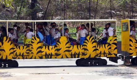 Toy train ride inside Nehru Zoological Park, AI generated