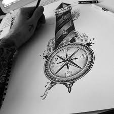 Black And White Lighthouse Tattoo Designs Compass And Lighthouse Tattoo Google Search Tattoos Sleeve Tattoos Lighthouse Tattoo