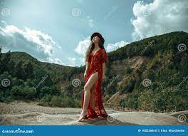 The girl in the boho style stock photo. Image of forest - 100226810