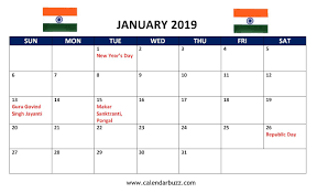 January 2019 India Holidays Calendar Holiday Calendar Holiday Calendar Printable India Holidays