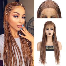 This braid bangs style is made for a fair maiden whose loveliness and kindness will make everyone love her. Amazon Com Rdy 180 Density Brown Micro Braids Lace Front Wigs For Women With Baby Hair Box Braided Lace Wig Hand Tied Braiding Styles Synthetic African Replacement Hair 18 Inches Beauty