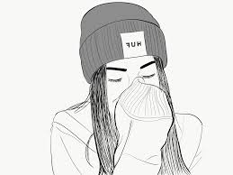 Find this pin and more on anime! Beanie Girl Tumblr Outline By Maryam A Huf Tumblr Hoodie Girl Beanie Girlboss Tumblroutline Hipster Girl Drawing Girl Drawing Sketches Girl Drawing