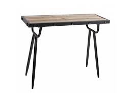 2 tiroirs avec jolies poignées en métal minimalistes. Console Ferwood Secretaire Hinsk Bureau Industriel En Bois Et Fer 35x80x100cm Vente De L H Ritier Du Temps Conforama