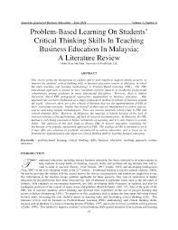 The former education policymaker was part of a forum on the education system and national unity, that was asked on the need to teach unity and jayum questioned these ministries and the example they are setting for malaysia and how they expect the remainder 39 ethnic groups in malaysia to. Pdf Problem Based Learning On Students Critical Thinking Skills In Teaching Business Education In Malaysia A Literature Review