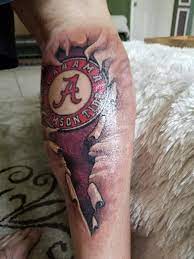 Crimson tide tattoo this is for the #1 college football team in the u.s. Alabama Fan Gets Crazy Crimson Tide Calf Tattoo