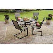 Mainstays Bristol Springs Outdoor Patio Dining Set 5 Piece Metal With Round Table Walmart Com Outdoor Patio Table Outdoor Dining Set Conversation Set Patio