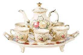 Amazon Com Vintage Tea Sets For Women Antique China Porcelain Teapot Set With Tray 6 Cup Teapots Tea Pots Tea Pot Set Tea Set