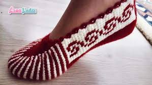 Yandan Kilim Desenli Tunus Isi Patik Yapilisi Turkce Anlatimli Videolu Orguvakti Patikler Tig Isleri Kilim
