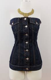 86cm 70cm 93cm pièce unique corset ajustable bustier en jean et dentelle. Vintage Jean Paul Gaultier Denim Halter Bustier Corset Back Etsy Vintage Jeans Jean Paul Gaultier Denim
