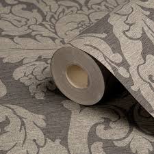 Gold Kensington Charcoal Damask Metallic Wallpaper B Q For All Your Home And Garden Supplies And Advice Damask Wallpaper Gold Effect Wallpaper Gold Wallpaper