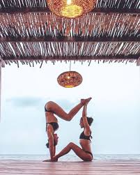 Yoga Partner Poses Friends Yoga Couple Challenge Partner Acro Yoga Yoga Friends Partner Yoga Challenge Riva G Partner Yoga Types Of Food Beautiful