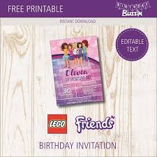 Birthday Party Invitation Card For Friends Free Printable Lego Friends Birthday Party Invitations Birthday Buzzin Lego Friends Birthday Lego Friends Party Lego Friends Birthday Party
