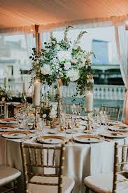 Tall Centerpieces For The Round Tables At This Tented Water Works Wedding Florals B Round Wedding Tables Wedding Table Centerpieces Round Table Centerpieces
