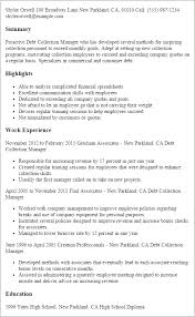 Job positions in the finance industry. Debt Collection Manager Resume Example Myperfectresume