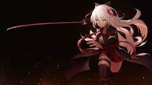 White Haired Female Anime Character With Sword Illustration Fate Grand Order Okita Souji Anime Girls Sword Katana Anim Sword Illustration Female Anime Anime
