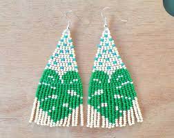 Line Art Facelong Beaded Earringsminimalistseed Beaded Etsy Seed Bead Earrings Beading Patterns Seed Bead Patterns