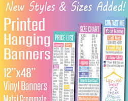 Printed Llr Banner 4 Llr Price List Size Chart And