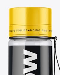 Sport Bottle With Black Water Mockup In Bottle Mockups On Yellow Images Object Mockups