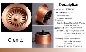 push down pop up copper sink drain with