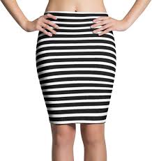 Black And White Striped Pencil Skirt Outfit Black White Striped Pencil Skirt Designed By Squeaky Chimp Tshirts Leggings Striped Skirt Pencil Striped Skirt Outfit White Striped Skirt