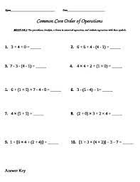 The three states of matter physics worksheet with. Common Core Order Of Operations Worksheet And Answer Key By Georgiaflowers