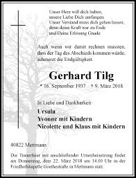 What does tilg stand for? Alle Traueranzeigen Fur Gerhard Tilg Trauer Rp Online De