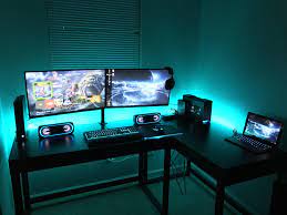 This Is My Friends New Battlestation Lookin Sleek Gaming Computer Desk Gaming Computer Setup Gaming Room Setup