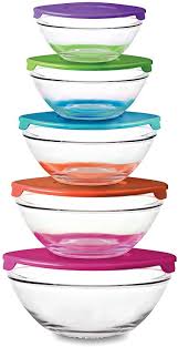 Additionally, a set with lids allows for microwaving liquid ingredients without splatter, as well as easily refrigerating leftovers. Microwave Freezer And Dishwasher Safe By Pkp 10 Piece Glass Bowl Set With Plastic Lids Mixing Bowls Home Urbytus Com