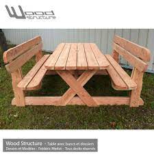 table avec bancs et dossiers table de jardin wood structure table banc table exterieur bois table de jardin
