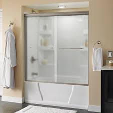 Shower doors and glass are both the frame (literally) and the painting of your most relaxing room. Delta Sd3927416 Nickel Classic 60 Wide Sliding Semi Frameless Tub Door With Frosted Glass Faucet Com