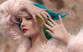 Halsey, American singer portrait, green hair, Ashley Nicolette Frangipane,  HD wallpaper