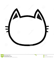 Black Cat Head Face Contour Silhouette Icon Line Pictogram Cute Funny Cartoon Character Kitty Kitten Whisker Emp Cat Template Cute Funny Cartoons Face Template