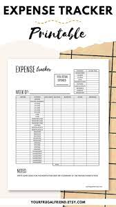 Weekly Expense Tracker Printable Bill Tracker Money Tracker Etsy Expense Tracker Printable Expense Tracker Monthly Budget Template