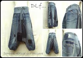 Harems Hose In Jeanspatchwork Von Mein Kleines Geschaft Recycling Auf Dawanda Com Ideen Rund Ums Haus Schnittmuster Pumphose Kleidung Selber Nahen Und Hos