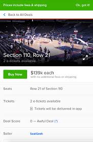 There were still 30 courtside seats for sale ranging in price from $52,702 to $16,625. Nba Finals You Can Sit Courtside For Game 7 For Only 122 000 Cbssports Com