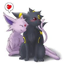 Umbreon And Espeon Fan Art Evolutionshipping Pokemon Evoli Noctali Et Mentali Pokemon