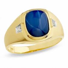 Sapphires are blue gems used in crafting and fletching. Men S Oval Lab Created Star Blue Sapphire Ring In 10k Gold With Diamond Accents Zales
