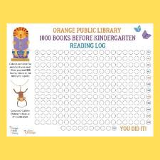 1,000 books before kindergarten | prize order form. 1000 Books Before Kindergarten Orange Ca