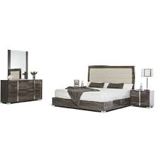 Kings brand furniture aurora walnut wood king size bedroom set Modern Contemporary Bedroom Sets Allmodern