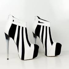Black And White Striped Platform Heels White Black Stripe Ankle Platforms Heels Platform High Heels High Heels