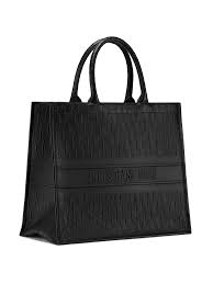 Dior Black Oblique Embossed Leather Book Tote Leather Book Bag Leather Christian Dior Bags