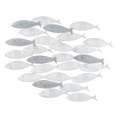 Adorno Mural Banco De Peces De Metal 70x56 Decoracion De Pared De Metal Murales Decorar Paredes