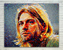 Kurt cobain, made using handcut 3 layer stencil and sprayed on canvas. Kurt Cobain Painting Etsy