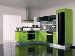 Here A Parrot Green Color Interior With Black An White Its A Very Balance Composition Acco Modern Kitchen Design Green Kitchen Designs Interior Design Kitchen