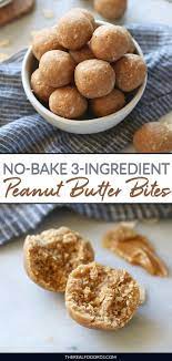 No Bake 3 Ingredient Peanut Butter Bites The Real Food Dietitians Recipe Peanut Butter Bites Peanut Butter Recipes Peanut Butter Snacks
