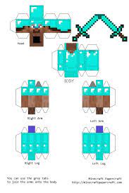 Create minecraft papercraft with just a scissor paper and glue. Papercraft Steve With Diamond Armor And Diamond Sword Ad Papercraft Minecraft Skin Minecraft Crafts Minecraft Printables