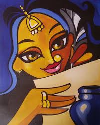Naag uv coated flowing colours art painting, pattern: Letter Writer Acrylics On Canvas Contemporary Indian Art Niloufer Com Rajasthani Art Art Indian Art Paintings