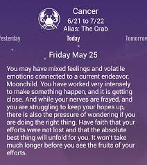 Select your zodiac sign to read your daily horoscope and find out what you can expect from astrology today. May 25 18 Cancer Horoscope Cancer Cancerian